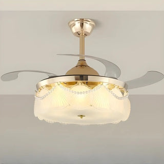 Luxurious Shell Shape Gold LED Ceiling Fan Light Zawala Image - 13