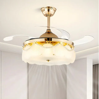 Luxurious Shell Shape Gold LED Ceiling Fan Light Zawala Image - 14
