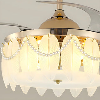 Luxurious Shell Shape Gold LED Ceiling Fan Light Zawala Image - 16