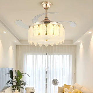 Luxurious Shell Shape Gold LED Ceiling Fan Light Zawala Image - 17