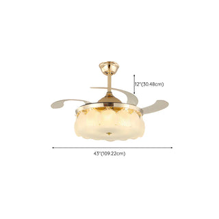 Luxurious Shell Shape Gold LED Ceiling Fan Light Zawala #size