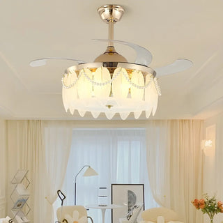 Luxurious Shell Shape Gold LED Ceiling Fan Light Zawala Image - 2