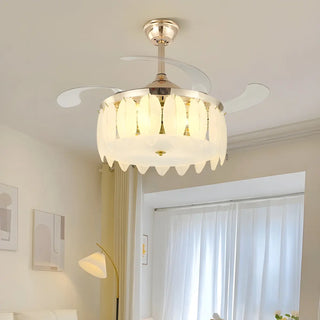 Luxurious Shell Shape Gold LED Ceiling Fan Light Zawala Image - 3