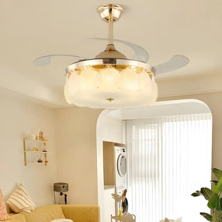 Luxurious Shell Shape Gold LED Ceiling Fan Light Zawala Image - 4
