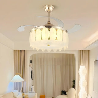 Luxurious Shell Shape Gold LED Ceiling Fan Light Zawala Image - 5