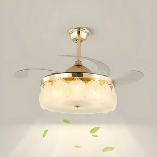 Luxurious Shell Shape Gold LED Ceiling Fan Light Zawala Image - 6