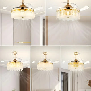 Luxurious Shell Shape Gold LED Ceiling Fan Light Zawala Image - 7