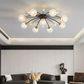 ZOWALA - Living Room Large Gold Sputnik Semi-Flush Light 9-Light Image - 1