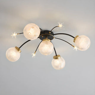 ZOWALA - Living Room Large Gold Sputnik Semi-Flush Light 9-Light Image - 11