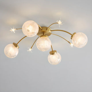 ZOWALA - Living Room Large Gold Sputnik Semi-Flush Light 9-Light Image - 12