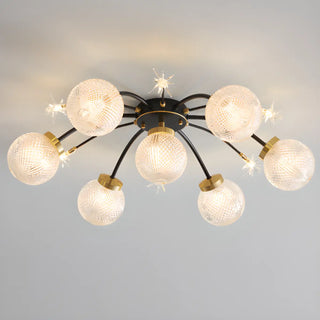 ZOWALA - Living Room Large Gold Sputnik Semi-Flush Light 9-Light Image - 13