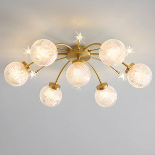 ZOWALA - Living Room Large Gold Sputnik Semi-Flush Light 9-Light Image - 14