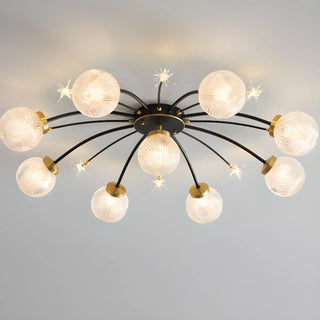 ZOWALA - Living Room Large Gold Sputnik Semi-Flush Light 9-Light Image - 15