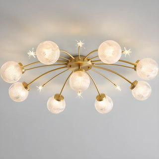 ZOWALA - Living Room Large Gold Sputnik Semi-Flush Light 9-Light Image - 16