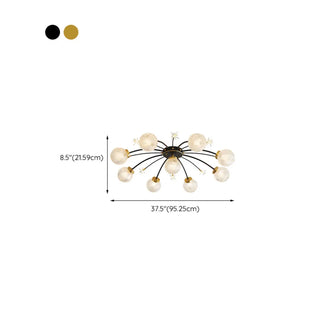ZOWALA - Living Room Large Gold Sputnik Semi-Flush Light 9-Light #size