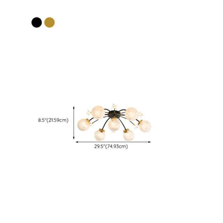 ZOWALA - Living Room Large Gold Sputnik Semi-Flush Light 9-Light Image - 21