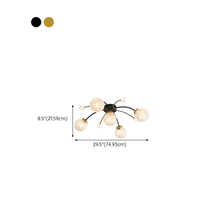 ZOWALA - Living Room Large Gold Sputnik Semi-Flush Light 9-Light Image - 22