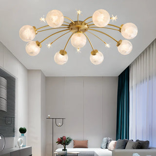 ZOWALA - Living Room Large Gold Sputnik Semi-Flush Light 9-Light Image - 3