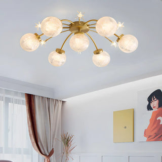 ZOWALA - Living Room Large Gold Sputnik Semi-Flush Light 9-Light Image - 4