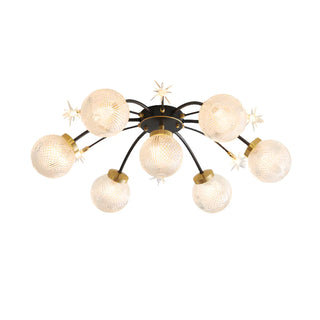 ZOWALA - Living Room Large Gold Sputnik Semi-Flush Light 9-Light Image - 7