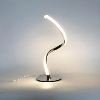 Simple Curved LED Metal Silver Adjustable Table Lamp Zawala Image - 1