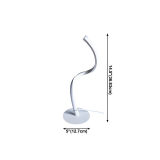 Simple Curved LED Metal Silver Adjustable Table Lamp Zawala #size