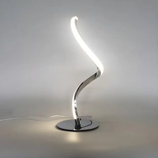 Simple Curved LED Metal Silver Adjustable Table Lamp Zawala Image - 2