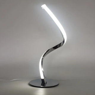 Simple Curved LED Metal Silver Adjustable Table Lamp Zawala Image - 3