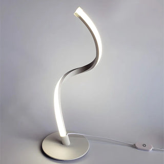 Simple Curved LED Metal Silver Adjustable Table Lamp Zawala Image - 4