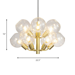 ZOWALA - Gold 2-Tier Clear Glass Bubble Chandelier #size