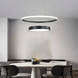 ZOWALA - Gold 2-Tier Round Acrylic LED Chandelier Image - 1