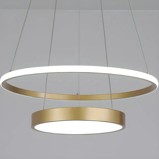 ZOWALA - Gold 2-Tier Round Acrylic LED Chandelier Image - 10
