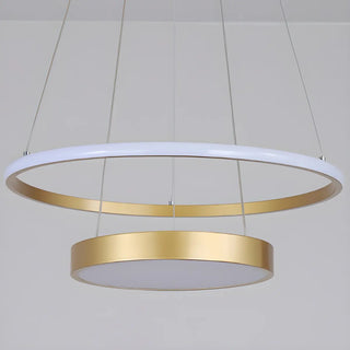ZOWALA - Gold 2-Tier Round Acrylic LED Chandelier Image - 12