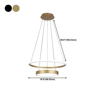 ZOWALA - Gold 2-Tier Round Acrylic LED Chandelier #size