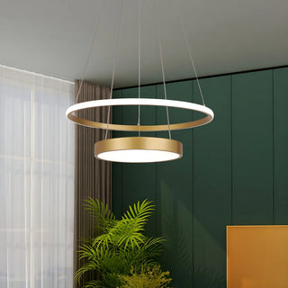 ZOWALA - Gold 2-Tier Round Acrylic LED Chandelier Image - 2