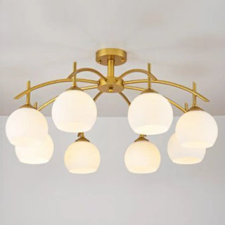 ZOWALA - Gold 8-Light Dome Semi-Flush Mount Light Image - 10