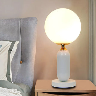Minimalist White Globe Metal Bedroom Decor Table Lamp Zawala Image - 2