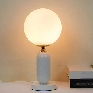 Minimalist White Globe Metal Bedroom Decor Table Lamp Zawala Image - 7
