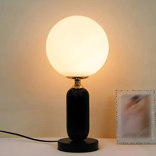 Minimalist White Globe Metal Bedroom Decor Table Lamp Zawala Image - 9