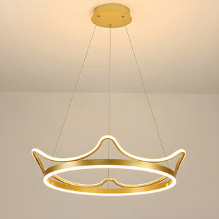 ZOWALA - Circle White Acrylic Crown LED Kids Room Chandelier Image - 1