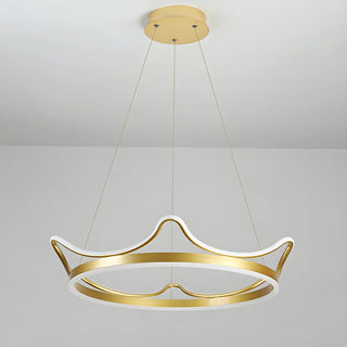 ZOWALA - Circle White Acrylic Crown LED Kids Room Chandelier Image - 10