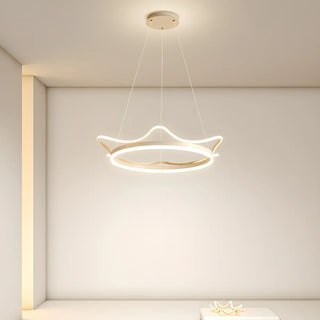 ZOWALA - Circle White Acrylic Crown LED Kids Room Chandelier Image - 2