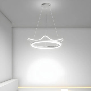 ZOWALA - Circle White Acrylic Crown LED Kids Room Chandelier Image - 4