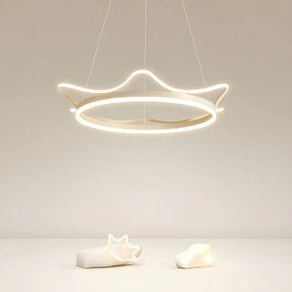ZOWALA - Circle White Acrylic Crown LED Kids Room Chandelier Image - 5