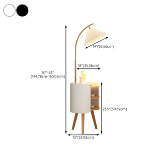 Adjustable Beige Cone Bedside Floor Lamp with Storage Zawala #size