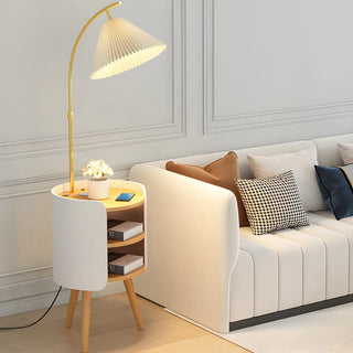 Adjustable Beige Cone Bedside Floor Lamp with Storage Zawala Image - 3