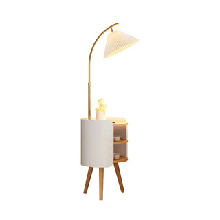 Adjustable Beige Cone Bedside Floor Lamp with Storage Zawala Image - 9