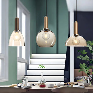 ZOWALA - Modern Clear Glass Dome Dining Room Pendant Light Image - 2