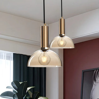 ZOWALA - Modern Clear Glass Dome Dining Room Pendant Light Image - 3