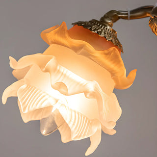 ZOWALA - Gold Flower Angel Chain Glass 3-Light Medium Chandelier Image - 10